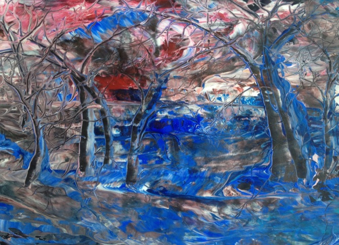 BLUE LANDSCAPE - 2012, acrylic and ink on paper