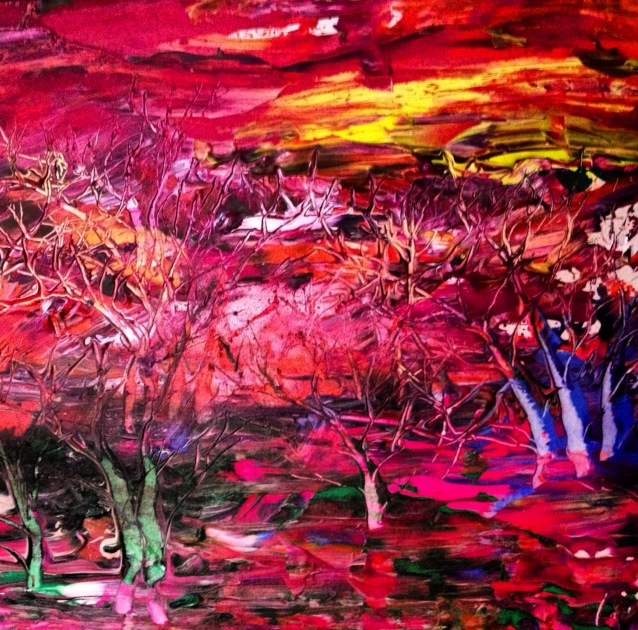 DINOSAUR LAND - 2012, acrylic and ink and spray paint on canvas