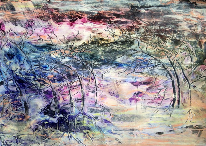 PASTEL LANDSCAPE - Ink and Acrylic on card