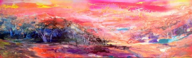 PINK SKY AT NIGHT - 2013, spray paint and ink on canvas