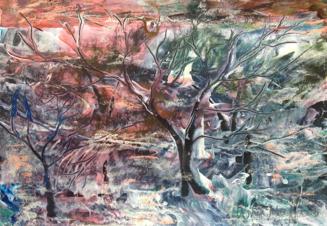 THE WISHING TREE - 2013, ink, acrylic and pastel on paper
